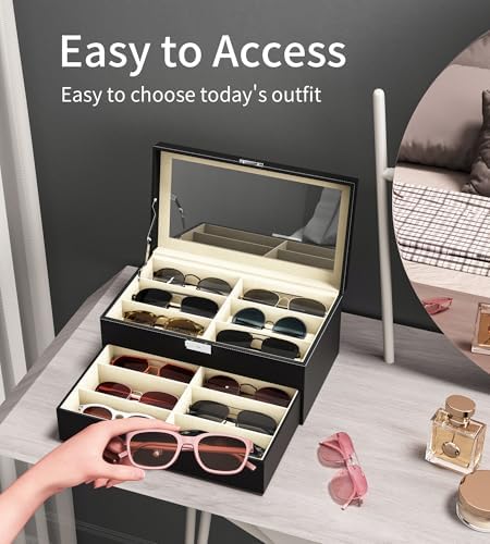 NEWLOOP 10/30 Slots Sunglass Organizer for Multiple Pairs of Eyeglass See-through Display Case Storage Box for Women Men - Image 3
