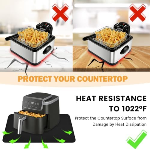 TOHONFOO Heat Resistant Mats for Countertop & Air Fryer, 24x21 in, Black - Image 3
