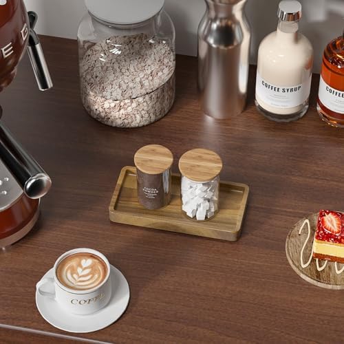 WEENSON Small Acacia Wood Bathroom Vanity Tray for Soap Dispenser, Toiletries, Makeup, Perfume, Decor, Kitchen Tray for Counter Salt Spice, Toilet Tank Tray for Candle, Nightstand 7.9"x4" - Image 6