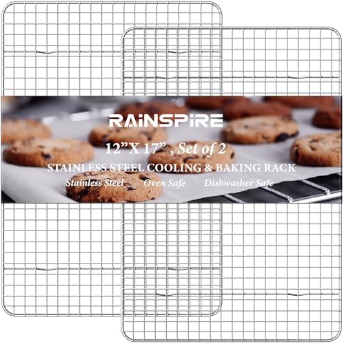 Cooling Racks for Cooking and Baking True 304 Stainless Steel 12"x17" 2Pcs by Rainspire