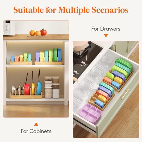 Lifewit Bamboo Lid Organizers for Inside Cabinet with 6 Sections - Image 4