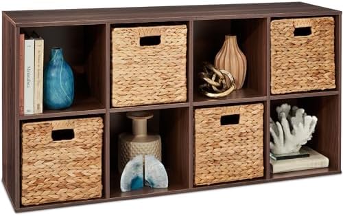 Best Choice Products 8-Cube Storage Organizer, 11in Shelf Opening, Bookcase, Display Shelf, Customizable w/ 3 Removable Back Panels – Walnut by BestChoiceProducts