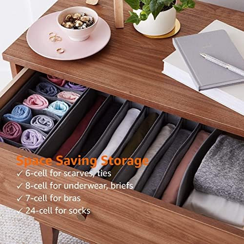 Amazon Basics Deep Drawer Organizer for Clothes, Collapsible Storage Boxes for Socks, Underwear and Baby Items, Set of 2, Gray - Image 5