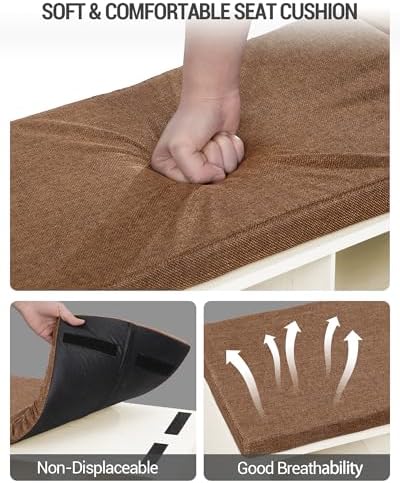 Hzuaneri Shoe Storage Bench with Cushion, Storage Bench with 18 Cubbies - Image 5