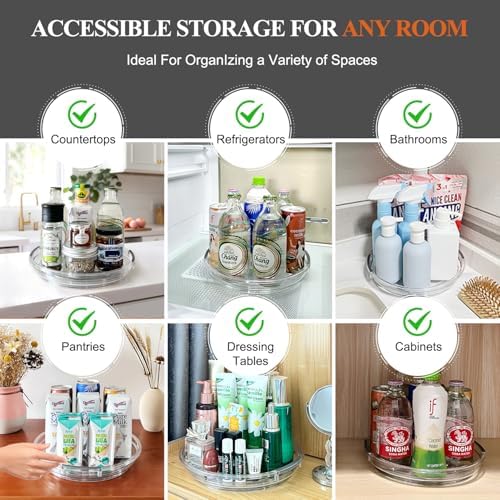 INCOSTAR 4 Pack Lazy Susan, 9 Inch Clear Turntable for Kitchen Cabinet - Image 3