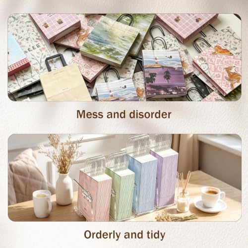 2 Pack Gift Bag Storage Organizer, Acrylic Clear Shopping Bag Holder with 4 Divider Reusable Tote Bag Organizer for Shopping Bag, Handbag, File in Closet Shelf Bedroom Office - Image 4