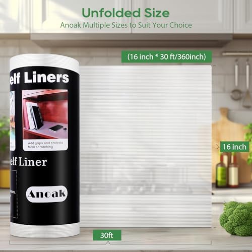 Anoak Shelf Liner - Non-Slip Cabinet Liner, 16 Inch x 30 FT(360 Inch) Durable Waterproof Washable Oil-Proof for Kitchen Cabinet, Shelves, Refrigerator, Storage, Desks, Non Adhesive - Image 7