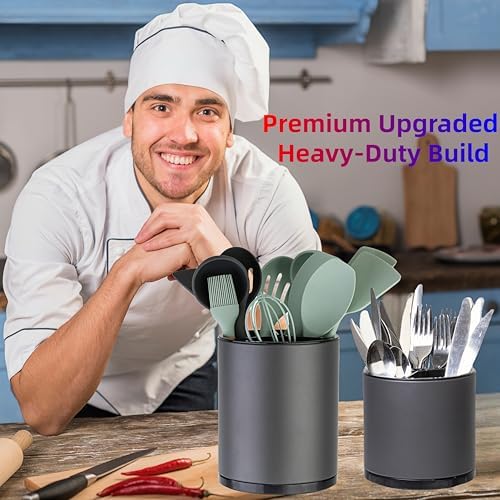 LIBODOUR Kitchen Utensil Holder,Large 360°Rotating For Countertop(2 Set) - Image 4