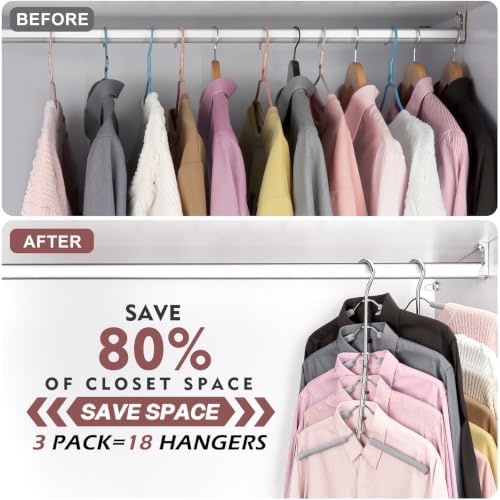 Space Saving Clothes Hangers,6 Tier Non Slip Shirt Hangers Closet Organizer - Image 6