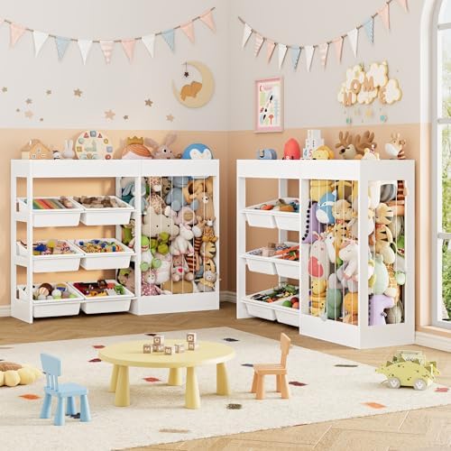 VontinT 2Pcs 50.6" W Toy Organizer with Stuffed Animal Storage&Bins, Wooden - Image 3