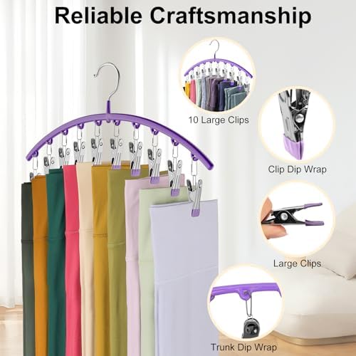 Volnamal Legging Organizer for Closet,1 Pack Metal Yoga Pants Hanger-Purple - Image 5