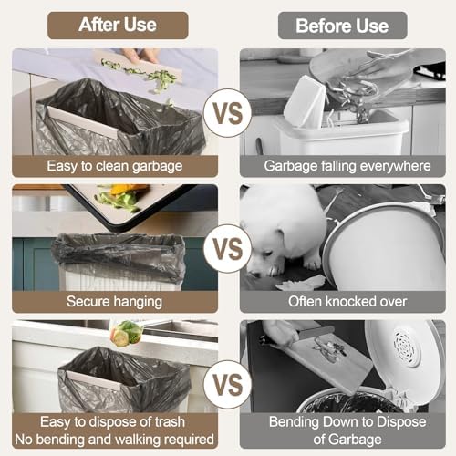 Collapsible Hanging Trash Can, SHAIDOJIO Foldable Kitchen Garbage Can with 60Pcs Trash Bags, 2.6 Gallon Plastic Food Waste Bin for Cabinet Door, Waste Basket for Rv Camping Bathroom Bedroom - Image 6