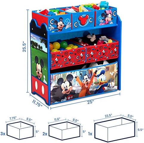 Delta Children Disney Mickey Mouse 6 Bin Design and Store Toy Organizer - Image 6