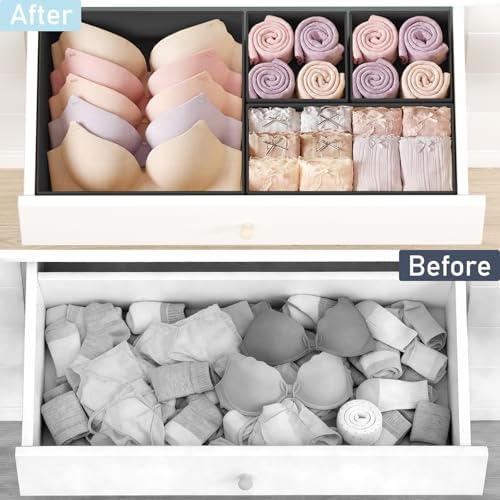 DIMJ Drawer Organizer Clothes 26 Pack - Foldable Baby Organizers and Storage & Closet Organizers for Bedroom, Closet - Nursery Organization Dresser Dividers for underwear, Sock,Bra, Belt, Tie,Black - Image 6
