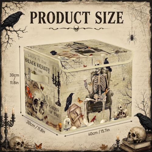 Briwooody Vintage Gothic Halloween Storage Bin with Lid and Carrying Handle - Image 2
