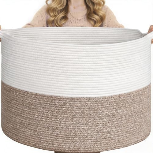 Goodpick 65L Large Woven Rope Basket for Blankets Living Room, 65L by Goodpick