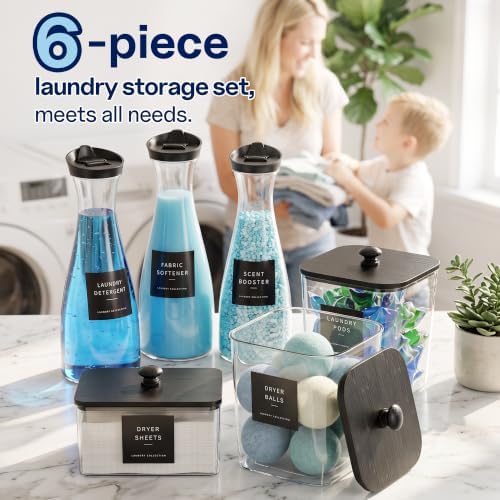 2+1+3 Pack Laundry Pods Containers & Laundry Detergent Dispenser & Dryer Sheet Holders, Laundry Room Organization and Storage with Lids, Labels and Scoops for Laundry Detergent, Scent Boosters, Pods - Image 5