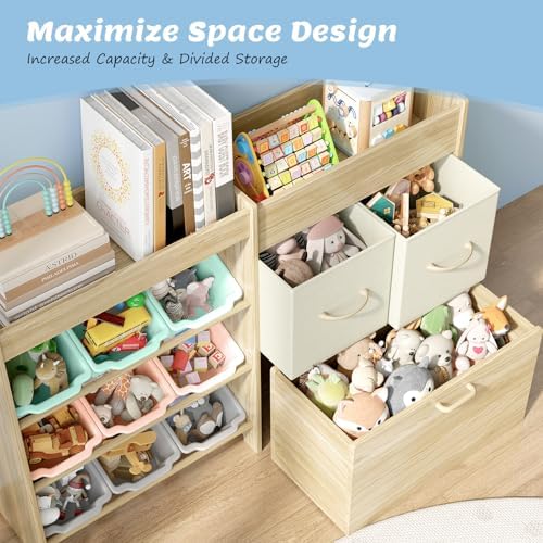 EXPERLAM Toy Organizer for Kids, 9 Color Bins, 2 Drawers, Toy Chest - Image 5