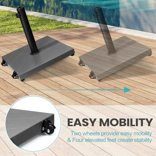 Patio Umbrella Base with Wheels, 43lbs Outdoor Umbrella Stand - Image 4