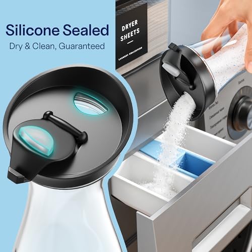 2+1+3 Pack Laundry Pods Containers & Laundry Detergent Dispenser & Dryer Sheet Holders, Laundry Room Organization and Storage with Lids, Labels and Scoops for Laundry Detergent, Scent Boosters, Pods - Image 4