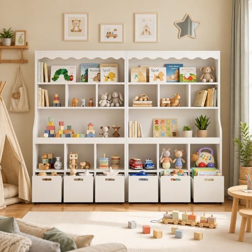 38" W Toy Storage Organizer w/Movable Bins, 5 Tier Kids Book Shelf - Image 3