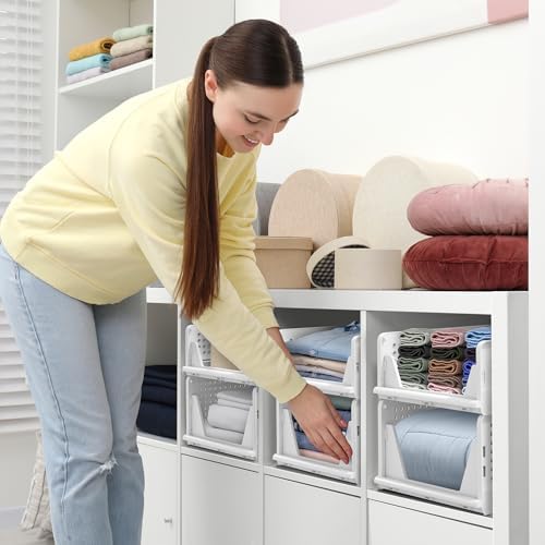 Sorbus Stackable Closet Organizer, Open-Front Shelf Bins (4 Small) - Image 7