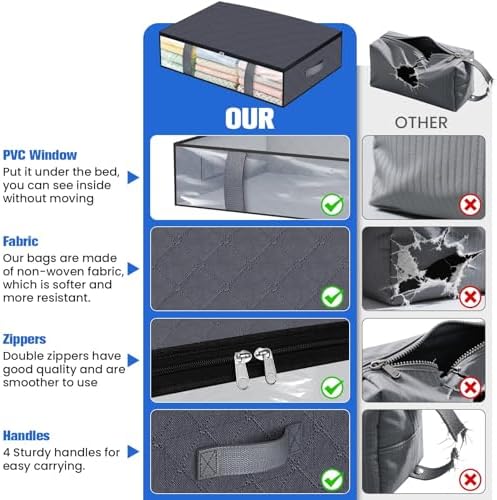 TasticTotes 8 Pack Under Bed Storage Containers, 60L Blanket Storage Bags - Image 6