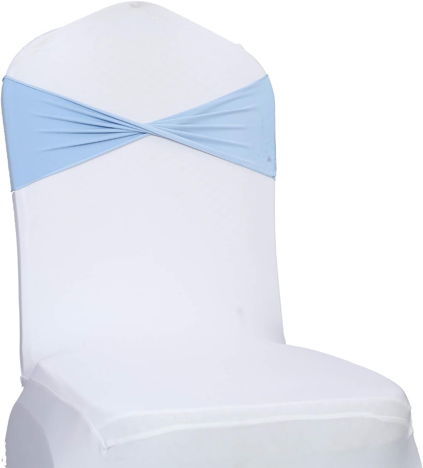 VDS Pack of 25 PCS | Baby Blue | Spandex Chair Sashes Bows Without Buckle | Stretch Elastic Banquet Universal Folding Chair Band Tie with for Wedding Party Conference Celebration Event Decoration