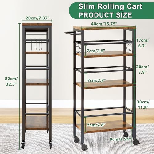 IBUYKE Slim Rolling Storage Cart, Kitchen Cart Utility Shelving UTMJ065H - Image 5