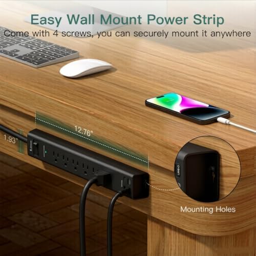 Power Strip Surge Protector with 6 AC Outlets and 4 USB Ports (2 USB-C) - Image 4