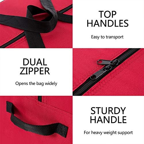Sattiyrch Christmas Tree Storage Bag,Fits Up to 9 ft Tall Artificial Tree,Heavy Duty 600D Canvas Red Christmas Tree Storage Container with Sleek Dual Zipper and Durable Handles - Image 2