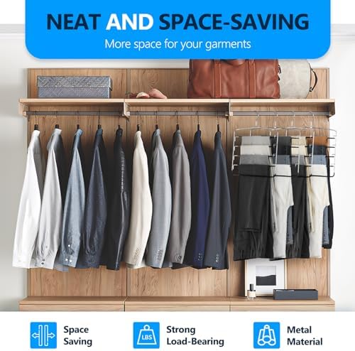 Pants Hangers 6 Pieces, Space Saving Closet Organizer for Jeans & Trousers - Image 4