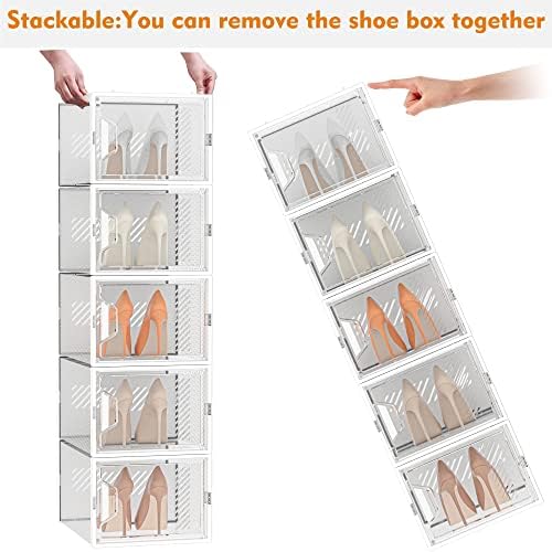 SIMPDIY XL Clear Shoe Storage Boxes, Stackable Shoe Organizer for Closet - Image 4