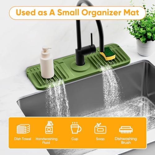 14.6 inch Faucet Mat for Kitchen Sink Splash Guard[7° Slope Fast Self-draining][Snap Lock Fit]Kitchen Sink Faucet Mat Splash Guard Kitchen Sink Area Water Splash Guard Behind Faucet Draining Mat - Image 7