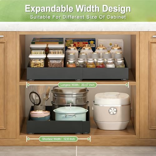2-Pack-Expandable-Pull-Out-Cabinet-Organizers, No Drill Slide Out Drawers - Image 3