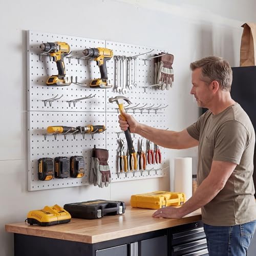 Heavy Duty Peg Board, 4 Pack Metal Pegboard Panels with 50 Hooks - Image 2