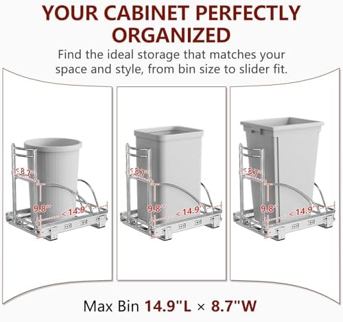ANASTA Under Sink Trash Can Pull Out Trash Hidden for 30-50 Qt 7-13 Gallon - Image 7