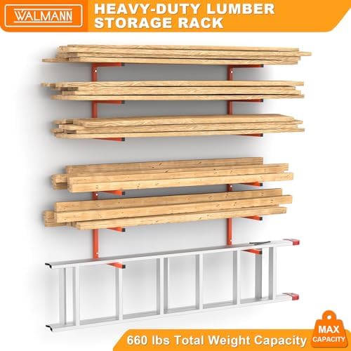 WALMANN Garage Wall Mounted Lumber Storage Rack, Overhead Lumber Rack - Image 3