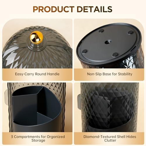 3 Slots Rotating Toothbrush Holders with Lid for Bathroom - Image 4