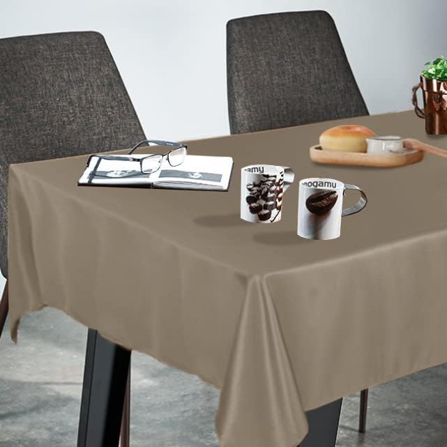 Fitable Rectangle Tablecloth Stain and Wrinkle Resistant Washable Polyester Table Cloth for Buffet Parties and Camping (60x120 inch, Taupe)