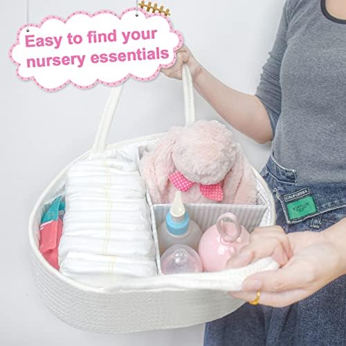 ABenkle Baby Diaper Caddy, Nursery Storage Bin and Car Organizer for Diapers Wipes, Cotton Rope Basket Changing Table Caddy - Image 4