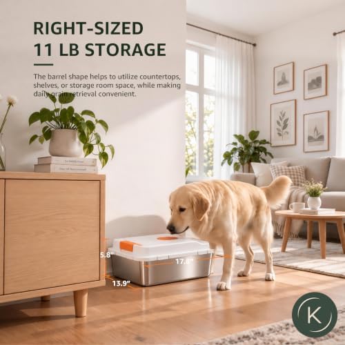 kotlie 11 lb Airtight Stainless Steel Cat Dog Food Storage Container PP Lid - Image 6