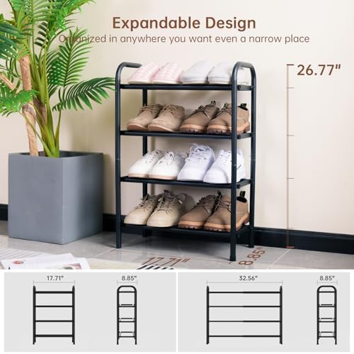 Gonfoam Expandable 4-Tier Shoe Rack for Closet and Entryway, Black - Image 4