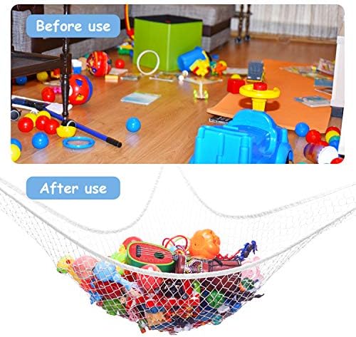 Stuffed Animal Hammock, Toy Hammock Storage Net, LXUNYI Mesh Toy Net Holder Jumbo Wall Corner Giant Baby Kids Children Stuff animals Hammocks Net Organizer for Bedroom (White, 70 inch) - Image 4