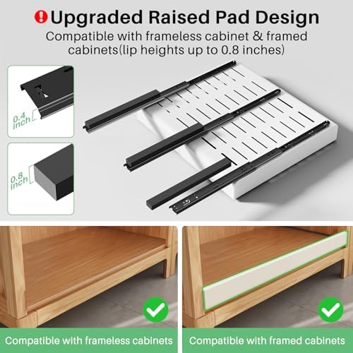 Kitstorack Pull out Cabinet Organizer, Expandable(12"-20") Heavy Duty Slide out Drawers Fixed with Adhesive Nano Film for Pots, Roll out Shelf Storage for Kitchen Base Cabinet Organization(White) - Image 3