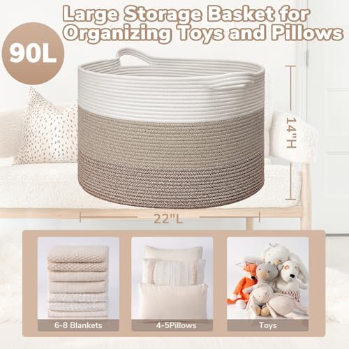 Goodpick Large Woven Basket for Blankets, Nursery & Living Room Decor, 85L - Image 3