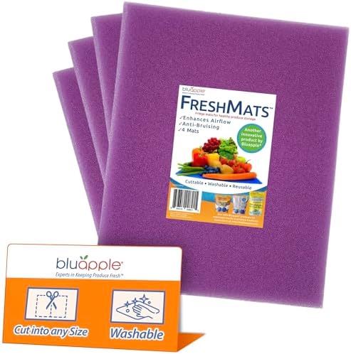 Bluapple FreshMats Refrigerator Liners, Lavender, 12x15, Set of 4 Mats by TheBluappleCompany