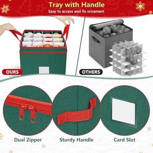 Christmas Ornament Storage Box Stores 64 Ornaments, Non-Woven - Image 5