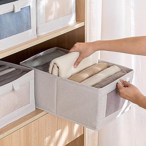 Linen Closet Organizers And Storage, 12 Pack Closet Storage Bins Linen Closet Baskets for Closet Organization Foldable Closet Organizer Bins with Clear Window For Organizing Clothing, Jeans, Shelves - Image 4