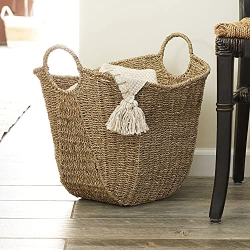 Household Essentials Seagrass Woven Storage Basket with Handles, Natural - Image 7